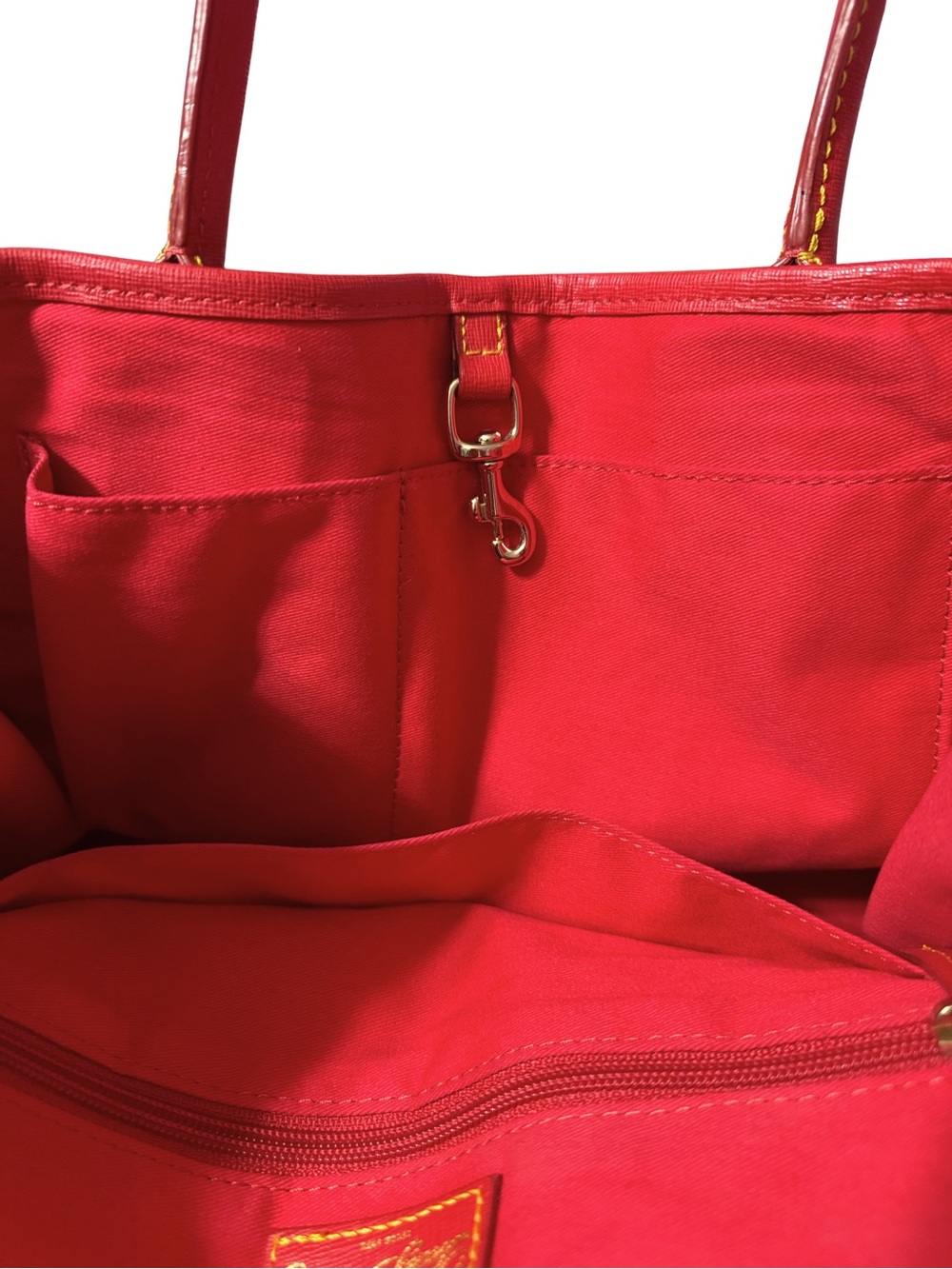 Dooney & Bourke Colorful Hearts Coated Canvas Print Tote with Red Trim - Picture 10 of 11
